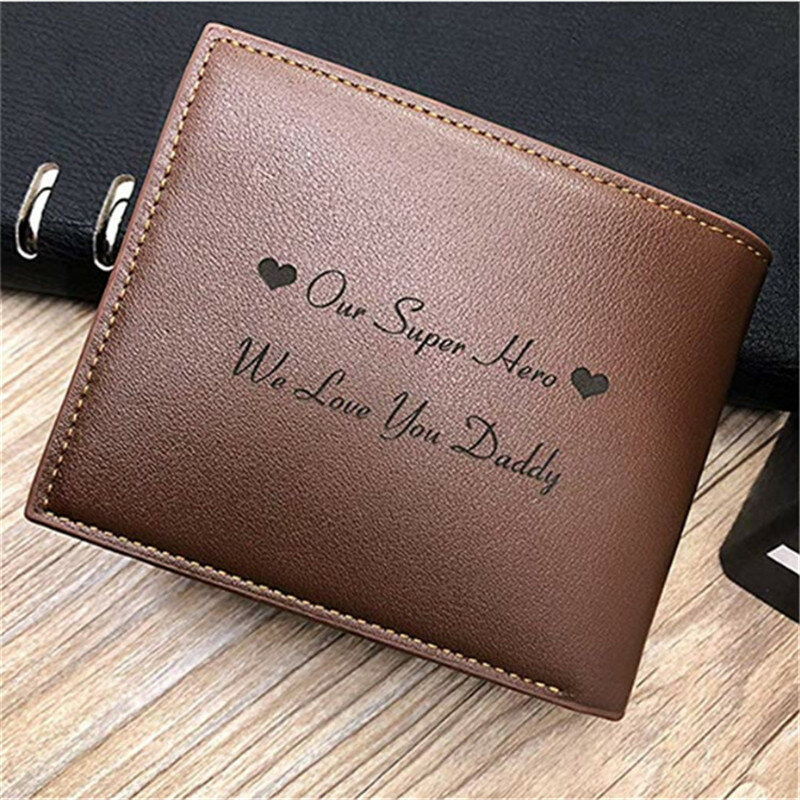 Personalized Wallets Men High Quality PU Leather for Him Engraved Wallets Men Short Purse Custom Photo Wallet Luxury Men Gift
