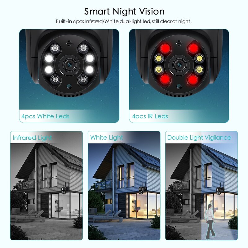 ANBIUX-Smart Home Outdoor Monitor de Vigilância Sem Fio, Dome, Auto Tracking, PTZ, WiFi, Dome, IP, 8MP, 4K, 5MP