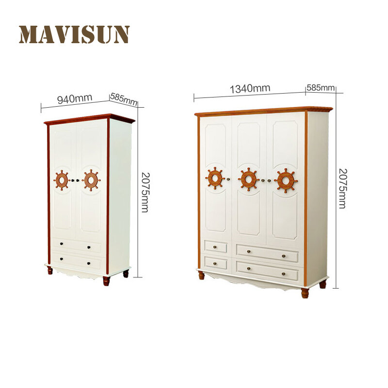 Children's Mediterranean Closets Two Three Four Five-Door Small Apartment Multi-Function For Boys And Girls Bedroom Wardrobes