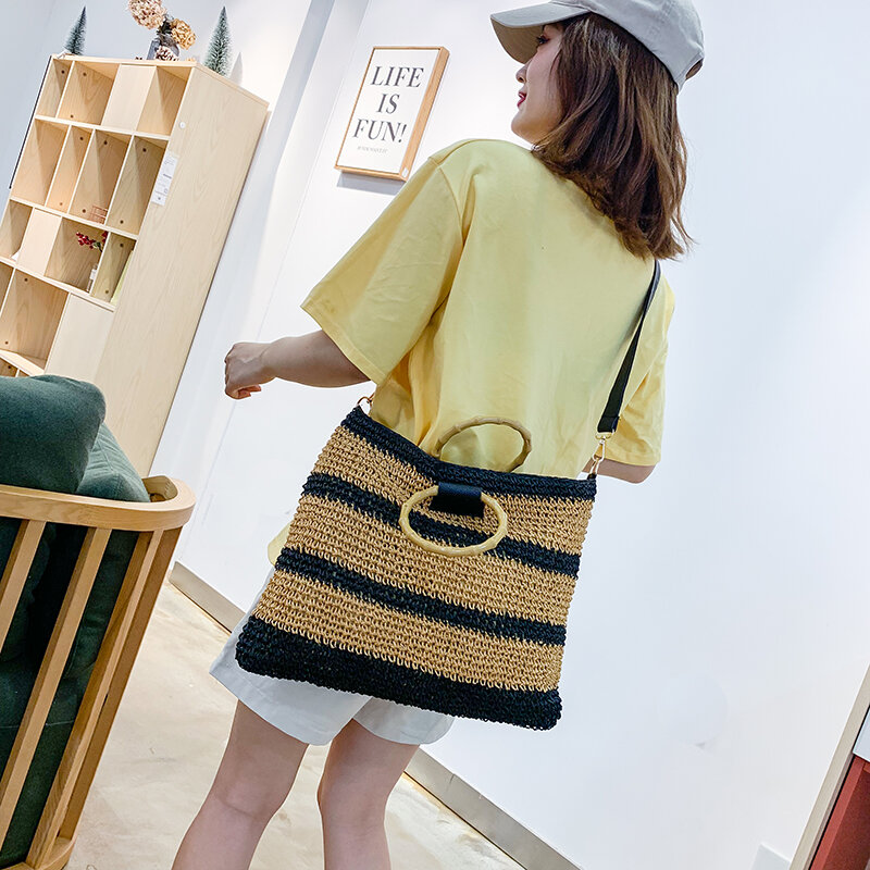 Femmes sacs à main été paille plage sacs à bandoulière grand tricoté concepteur bandoulière lambrissé rayure Borsa Paglia mode luxe