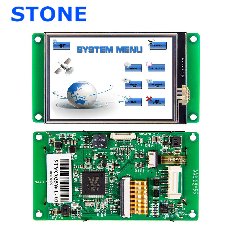 3.5นิ้ว HMI TFT LCD Dot Matrix สีกราฟิก LCD ซอฟต์แวร์และ RS232 / RS485 / TTL อินเทอร์เฟซ STVC035WT-01
