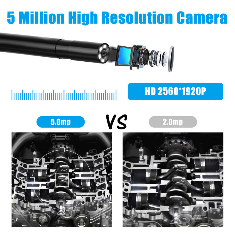 Caméra endoscopique WIFI 5.5mm F220, avec 6 led réglables, HD 1080P, étanche, IOS