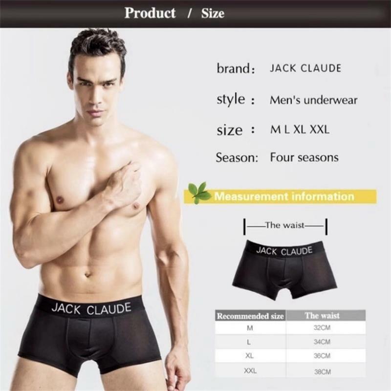 Cuecas boxer masculinas, roupa íntima para homens, cintura alta, design de bainha, de microfibra, de plástico