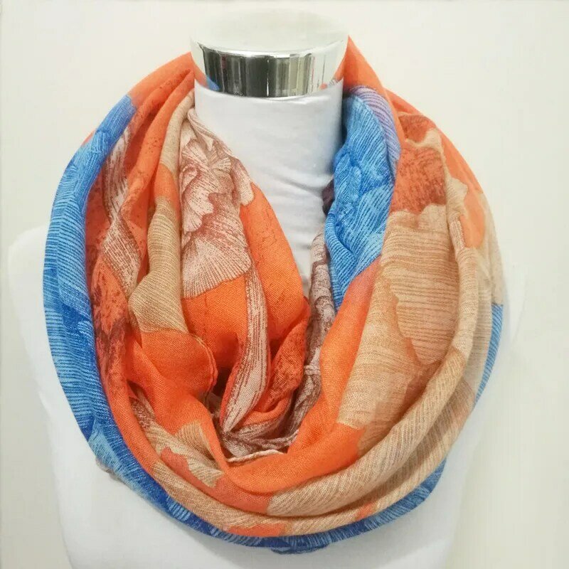 Популярный круглый шарф, женский теплый шарф, роскошный женский шарф с цветочным рисунком, модные женские шарфы