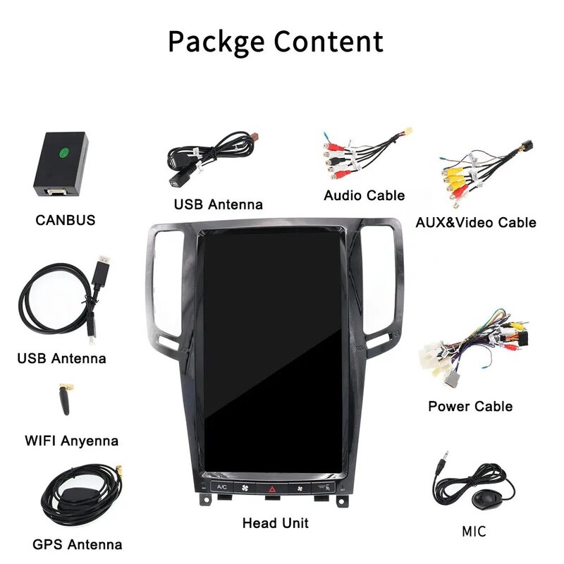 Radio Multimedia con GPS para coche, reproductor con Android 11,0, pantalla Vertical estilo Tesla, para Infiniti G37 G35 G25 G37S Q60S 2007-2013