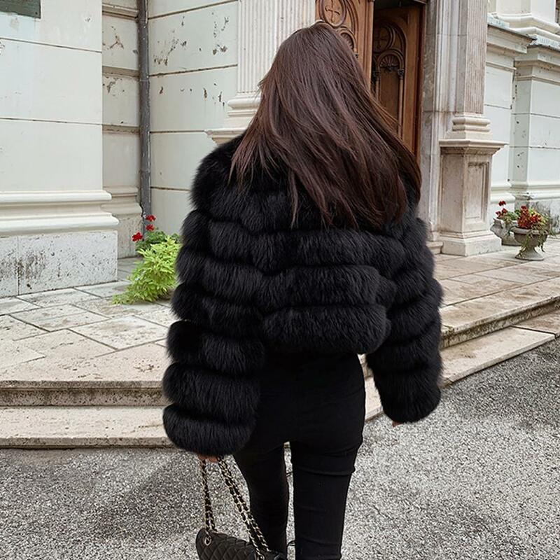 Fashion Cropped Fox Fur Coat Classic Red Jacket High Quality Outerwear Free Shipping