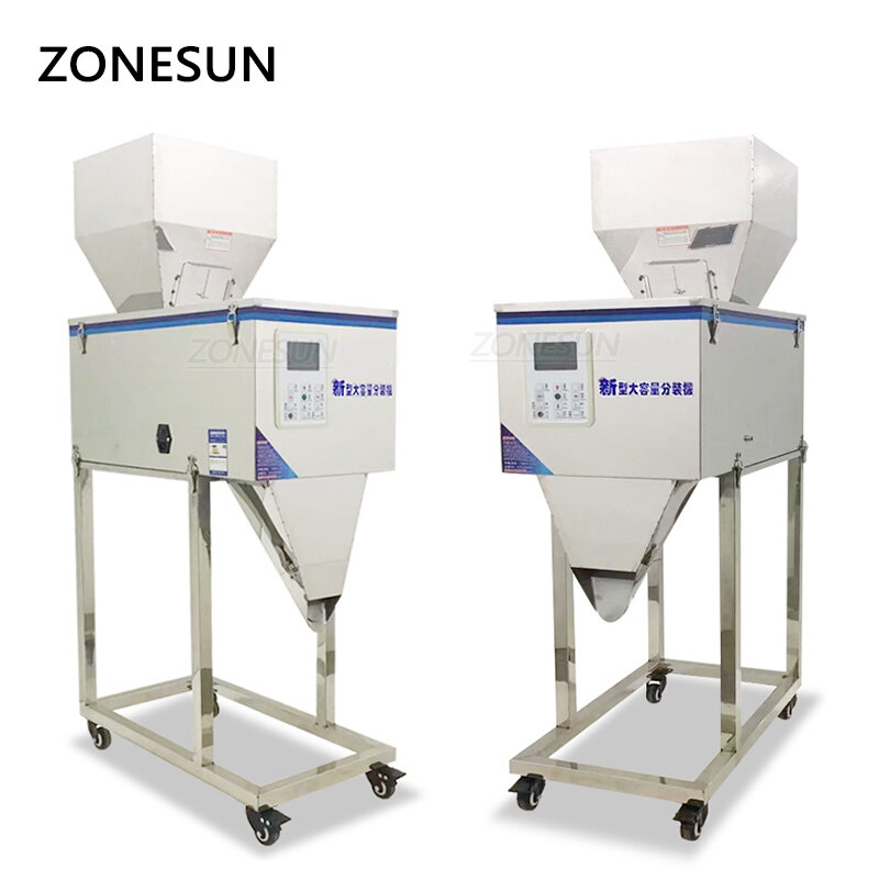 ZONESUN-آلة تعبئة وتغليف المواد الغذائية ، من 20 إلى 3000 جرام ، للمواد الحبيبية والمسحوق ، للبذور وحبوب القهوة