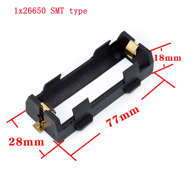 1Pcs 1x  2x  26650 Series Battery Holder Case Black ABS Plastic Shell SMT/SMD/PIN Battery Holder Box for Circuit Board DIY