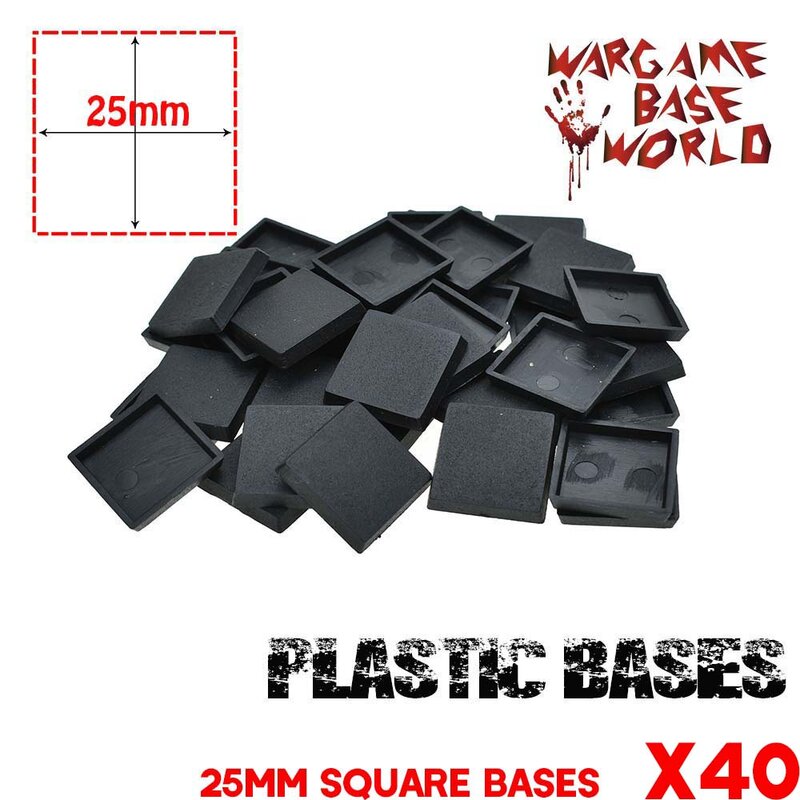 40 x 25mm bases for wargames Plastic Square bases
