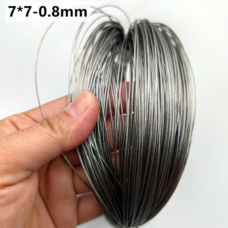 ステンレス鋼の釣り糸,より柔らかいリフティングケーブル,50m/100m,直径0.8mm,7x7構造,304