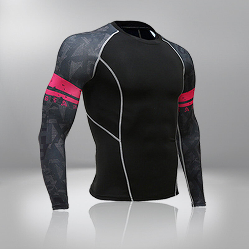Pakaian Dalam Termal Olahraga Pria Kebugaran Cepat Kering Kaus Kompresi Lengan Panjang Lapisan Dasar Olahraga Setelan Olahraga Lari Olahraga