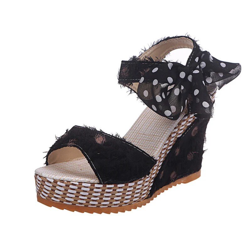 INS New Sweet Polka Dot Leisure Women Wedges Shoes 2020 Summer Sandals Woman Casual Date Party Platform High Heels Shoes Woman