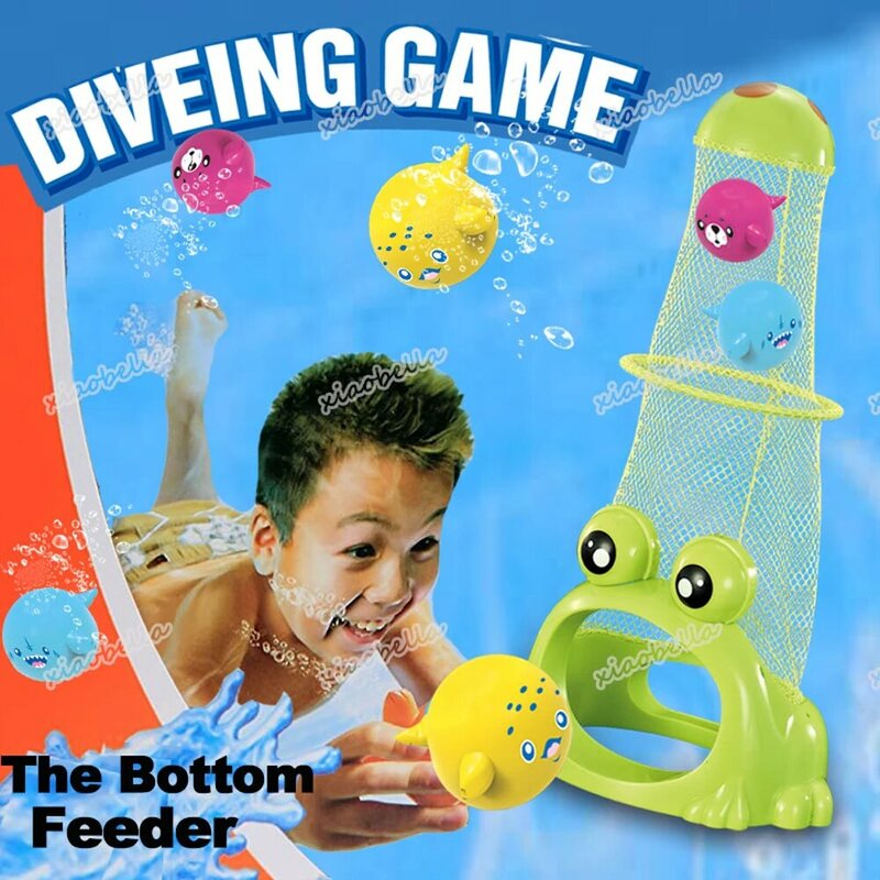 Summer Diving Training Toys Feed The Frog Game The Bottom Feeder Underwater Swimming Pool Dive Toys Bath Toys for Boys and Girls