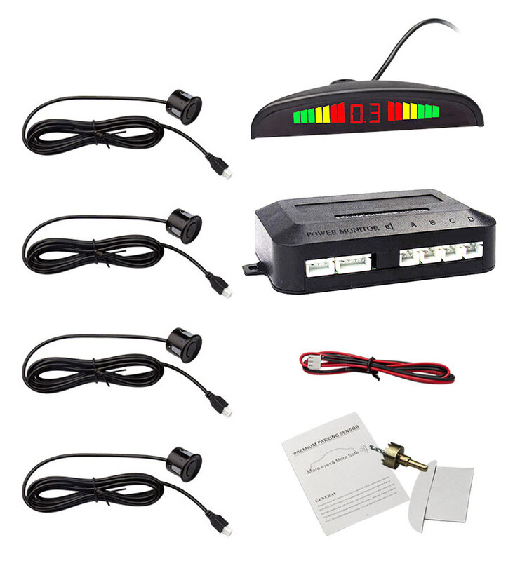 Eunavi-Kit de sensores de estacionamiento para coche, Kit de 4, 6 y 8 sensores para todos los coches, asistencia inversa, sistema de Monitor de Radar de respaldo, 1 Juego