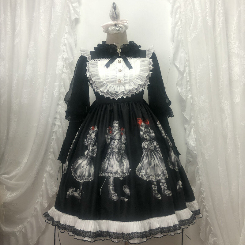 Gothic Lolita Dress Dark Angel Demon Series High Low Lolita JSK Dress Kawaii Retro Vampire Princess Suit Halloween Girl
