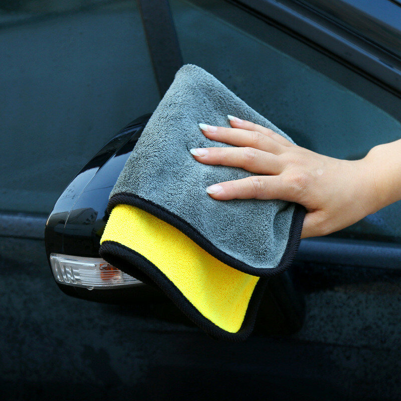 Microfibras de Coral de 30x30cm, tela de felpa para lavado de coches, toalla de secado súper absorbente para el cuidado del coche, toalla de felpa de doble capa