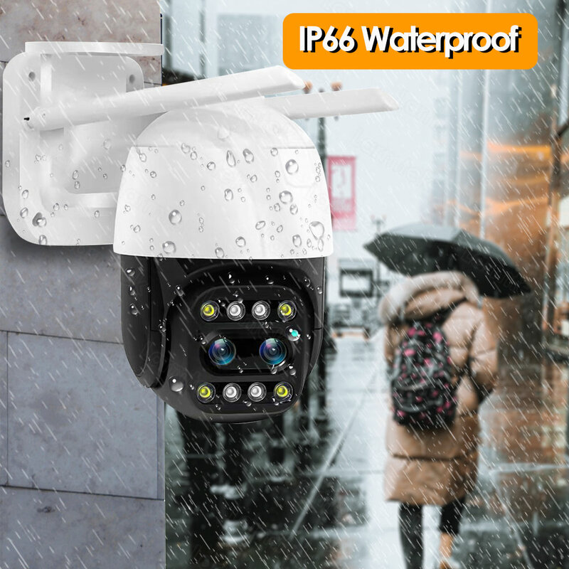 Cámara de seguridad IP de 3MP para vigilancia al aire libre, videocámara CCTV con WiFi, doble lente, visión nocturna a Color, Zoom óptico 10x, seguimiento IP66