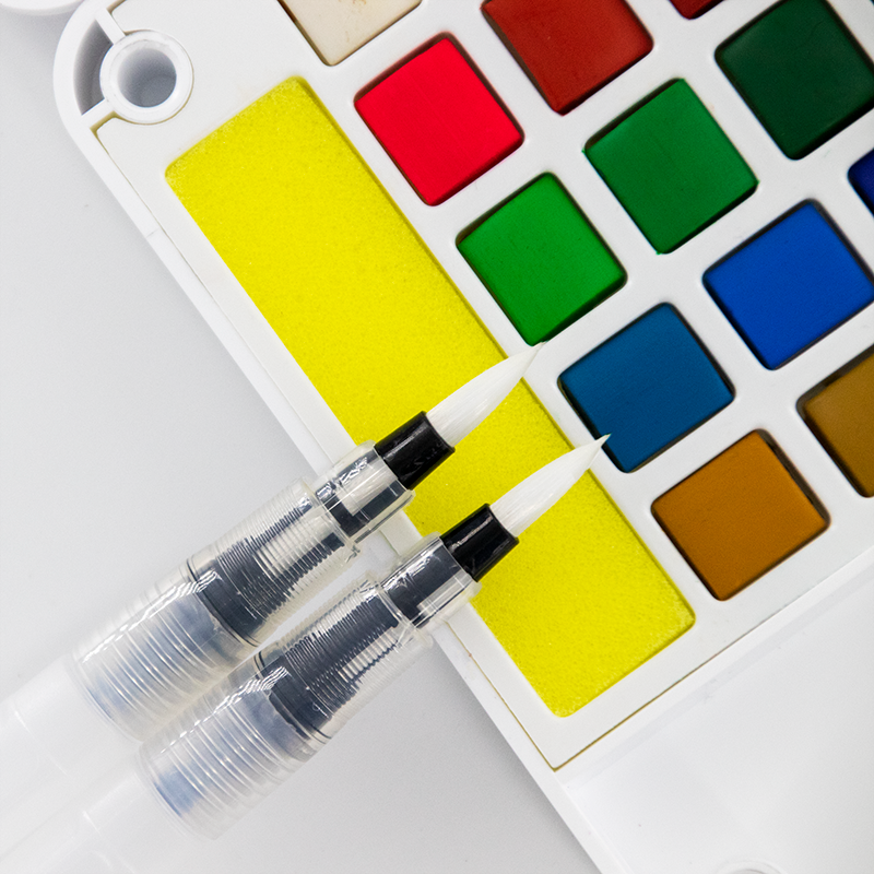 Portable 12/18/24/36/48 Colors Solid Pigment Watercolor Paints Set With Sponge Water Brush Pen For Artist Painting Art Supplies
