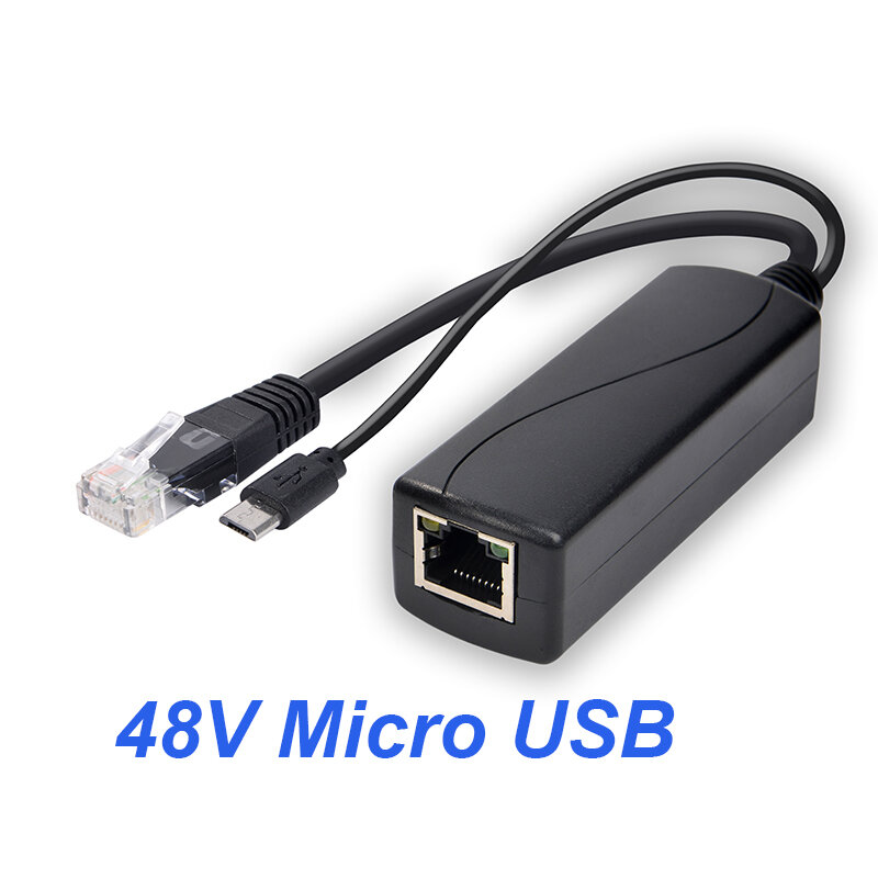 HKBTM POE 분배기 48V ~ 5V 12V 마이크로 USB type-C 배럴 잭 전원 공급 장치, 화웨이 Hikvision for Bobcat for Raspberry Pi