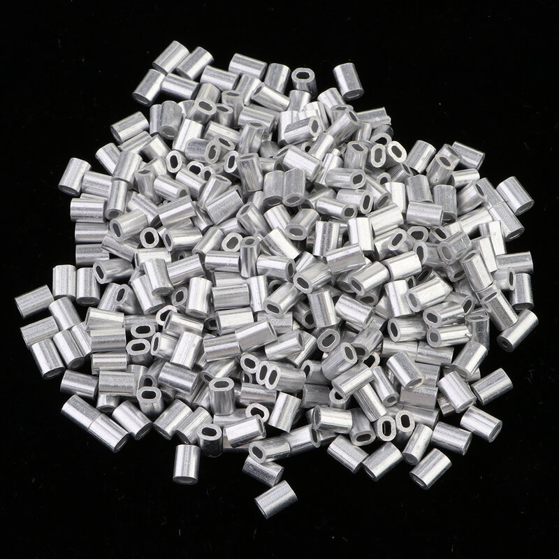 Mangas de alumínio para pesca, 0,8mm, 1mm, 1,2mm, 1,5mm, 1000pcs