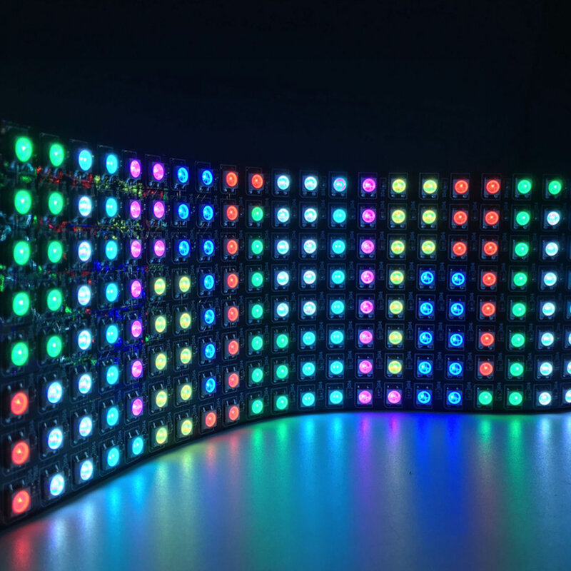 Panel de luz LED Digital Flexible, Panel de luz direccionable individualmente WS2812, 8x8, 16x16, 8x32 Pxiels, módulo de matriz de pantalla DC5V