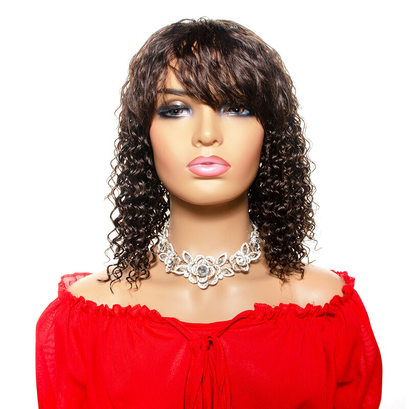 Pixie Cut Wig Brasil Gelombang Air Bob Wig 4 # Warna Tanpa Glueless Tanpa Mesin Manusia Rambut Wig Remy Yepei rambut