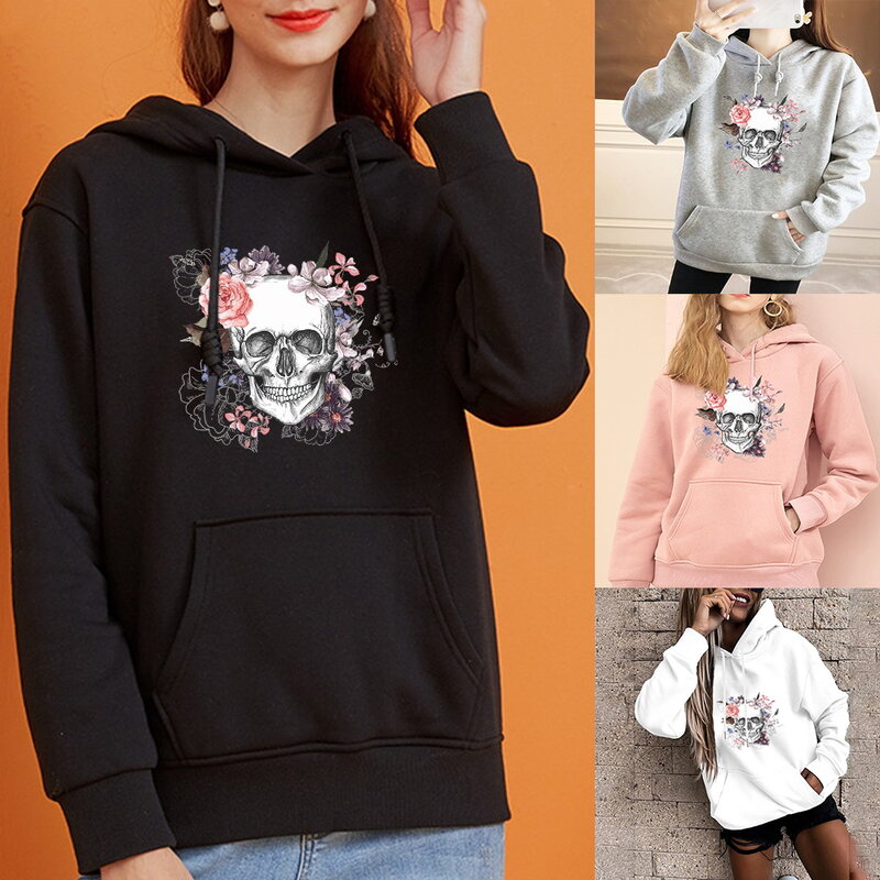Senhoras moda hoodie casual topo engraçado base de impressão manga longa solta topo oversized bolso pulôver meninas harajuku esportes hoodies