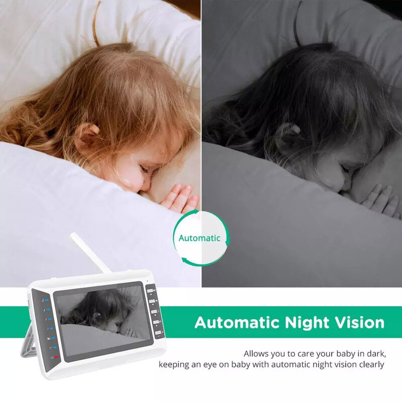 Câmera de vigilância HD com visão noturna IR, monitor de bebê, câmera de segurança, áudio bidirecional, tela de 4,3 ", 1080p