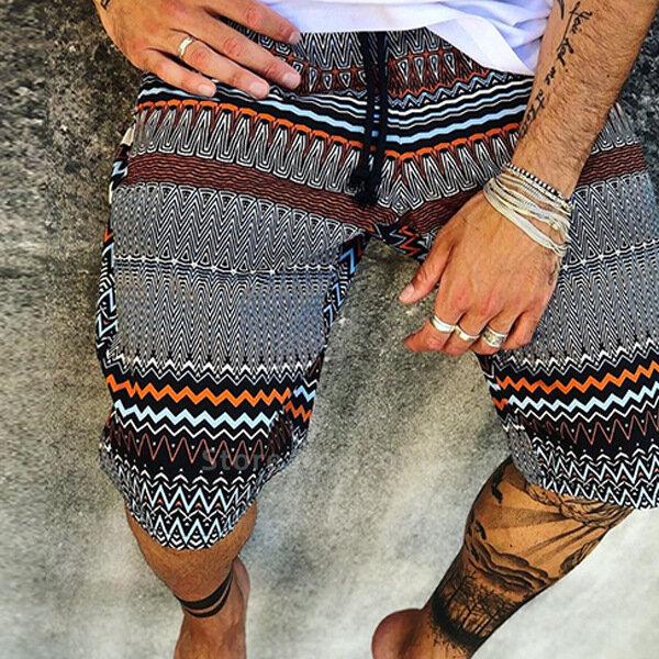 Summer Beach Boho Print Fashion Men Shorts Carnival Party Outdoor Sport Loose Pants India Pakistan Casual Bottoms Africa Clothes