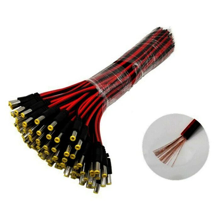 10pcs DC Power Supply Red and Black Flat Wire DC Power Cord Male/Female DC Power Cable