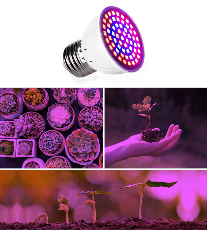 Luz Led de espectro completo para cultivo, lámpara Phyto de Interior para plántulas de flores vegetales, iluminación de plantas, E27, AC85-265V, 60Led