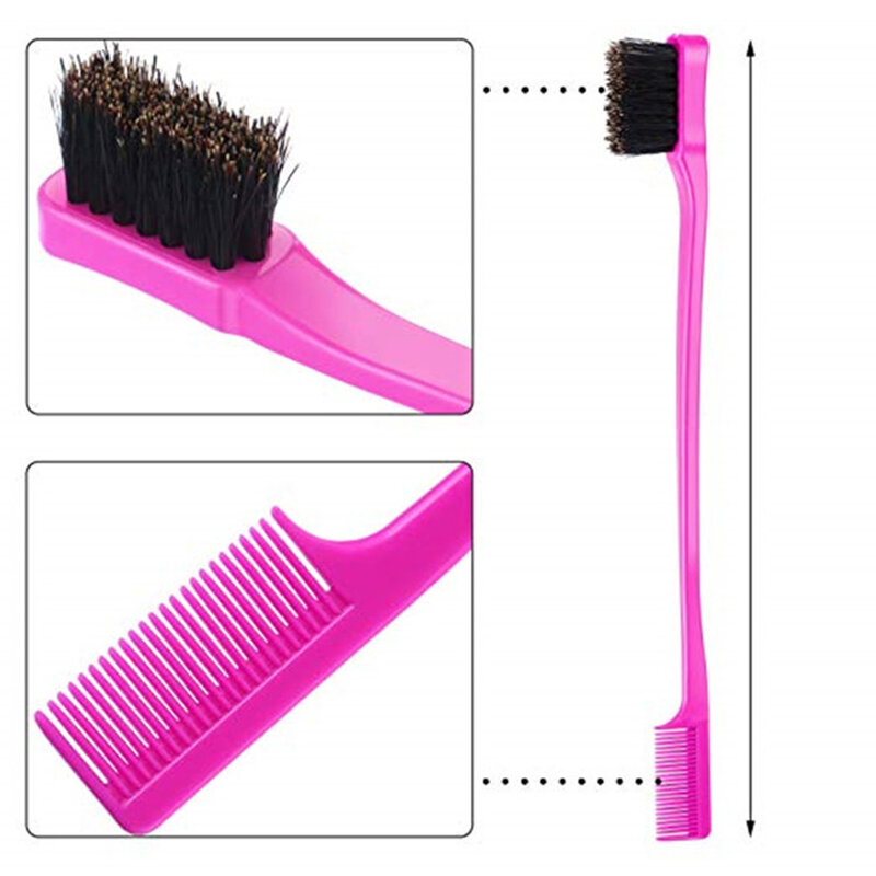 Beauty Double Side Edge Control Hair Comb Hair Brush Eyebrow Brush Hair Styling Salon Hair Accessories Random Color