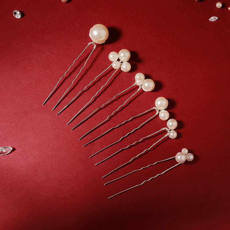 Molans feminino em forma de u pino metal barrette clip hairpins simulado pérola nupcial tiara acessórios de cabelo casamento penteado ferramentas