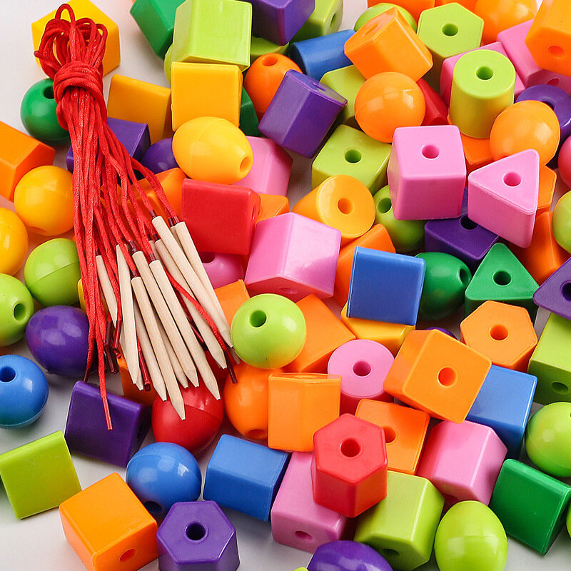 Podstawowe sznurowane koraliki edukacyjne Montessori zabawki z autyzmem zabawki dla dzieci w wieku przedszkolnym