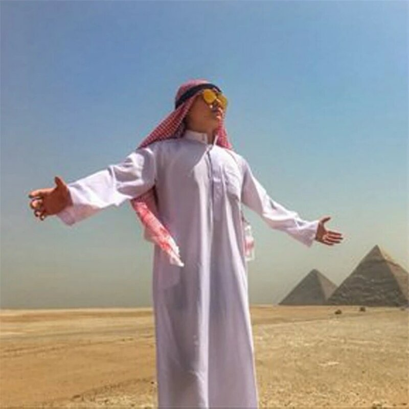 Ả Rập Saudi Ả Rập Hồi Giáo Quần Áo Nam Hijabs 3 Màu Abaya Trung Đông Kẻ Sọc Nón Đầu Mũ Khăn 135*135Cm tháng Ramadan Cầu Nguyện Hồi Giáo Ấn Độ
