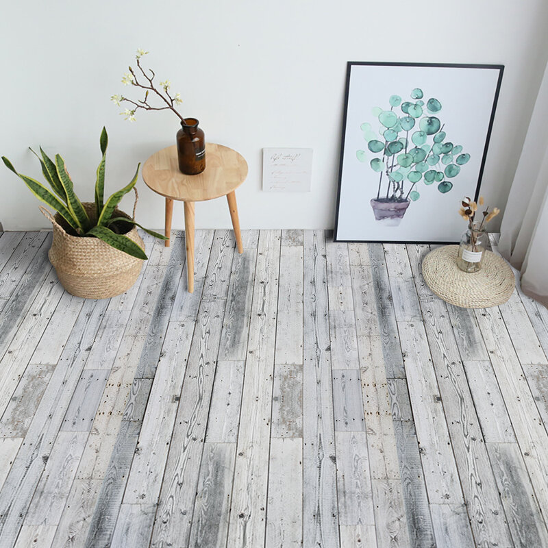 Vinyl Floor Stickers Pvc Self-adhesive Wood Grain Wallpaper Roll Waterproof Tiles Sticker Bedroom Living Room Home Decor