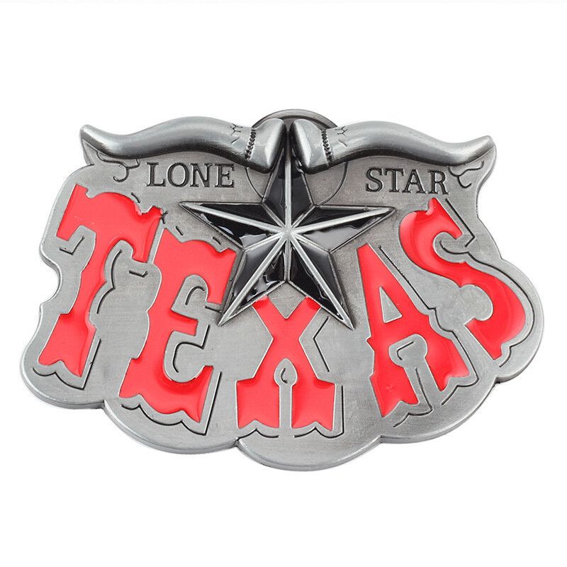 Ceinture en métal pour homme, accessoire de construction, style occidental, peau de vache Texas Longhorn, convient pour 3.8cm de large, image d'animal, longue étoile