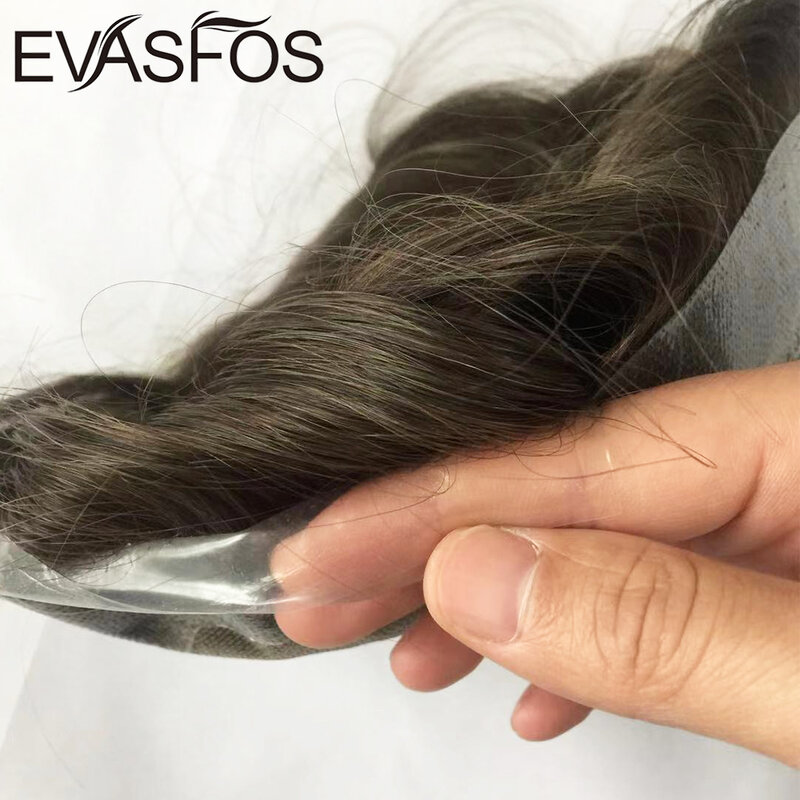 Australia baza peruka męska Hairpiece System wymiany włosów ludzkich protezy peruki szwajcarska koronka z PU silikon wokół peruka mężczyzn