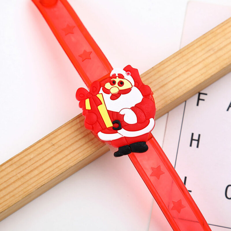 Милый мультяшный Детский Рождественский подарок красный браслет электронные изысканные светящиеся силиконовые ремешки часы детские часы для мальчиков и девочек