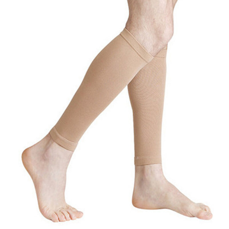 Calentador de piernas deportivo Unisex, calcetines de compresión sin pies negros para correr, manga de compresión para aliviar la circulación de venas varicosas