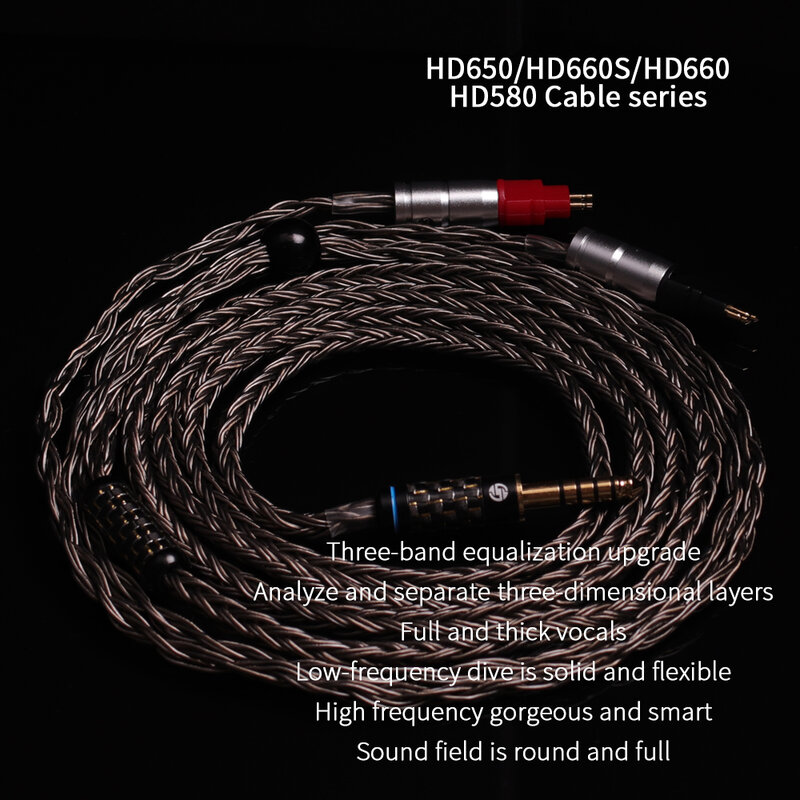 SYRNARN-auriculares de 16 núcleos, Cable equilibrado de 4 pines XLR/4,4mm/2,5/6,35 para Sennheiser HD580 HD600 HD650 hd545 hd565 hd535 HD660S HD6XX
