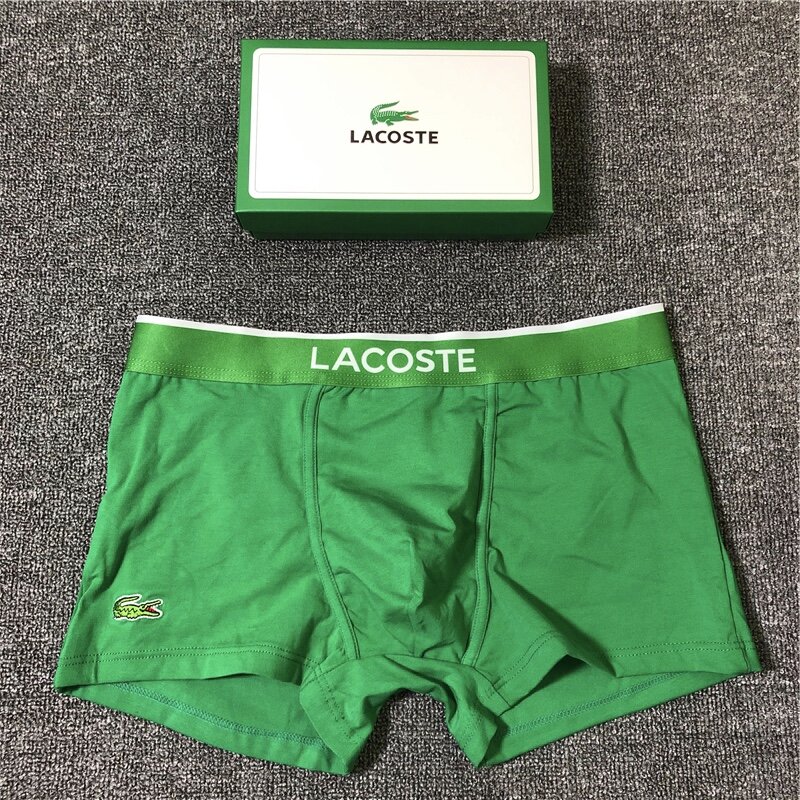 Lacoste- 3個メンズ下着ボクサー男性boxershortパンティー男boxeurオムパンツcalzoncillos竹繊維メッシュ緩い1