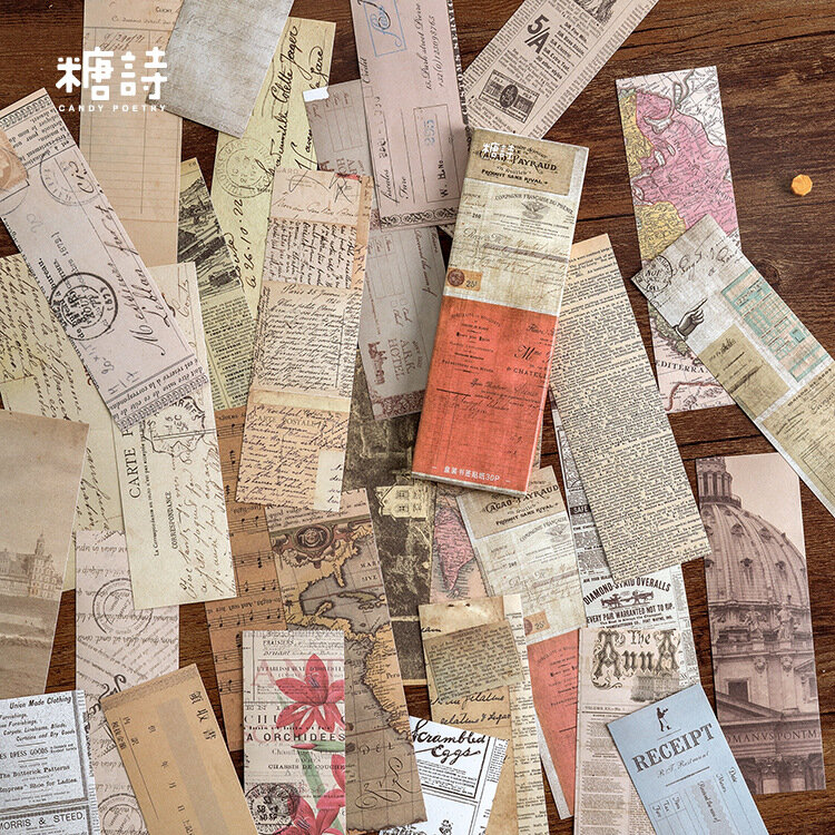 30 Lembar/Pak Stiker Kertas Bayangan Waktu Puisi Permen Pad Memo Pembatas Buku DIY Kertas Latar Belakang Dekoratif untuk Jurnal Kuniu