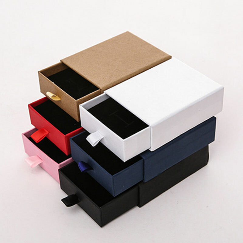 Caixa de jóias preto e branco gaveta caixa para anel brincos colar pulseira jóias embalagem caixas de presente de armazenamento para jóias
