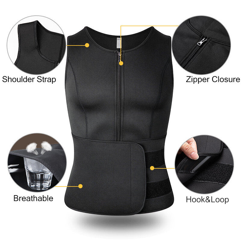 Męskie urządzenie do modelowania sylwetki gorset Waist Trainer kamizelka wyszczuplająca koszulka Sauna Sweat, kamizelka podkoszulek kompresyjny Shapewear Fat Burner treningowe podkoszulki