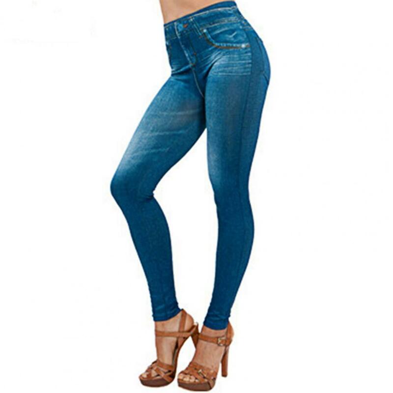 Женские джинсы с завышенной талией, эластичные брюки-карандаш с принтом, 8 размеров