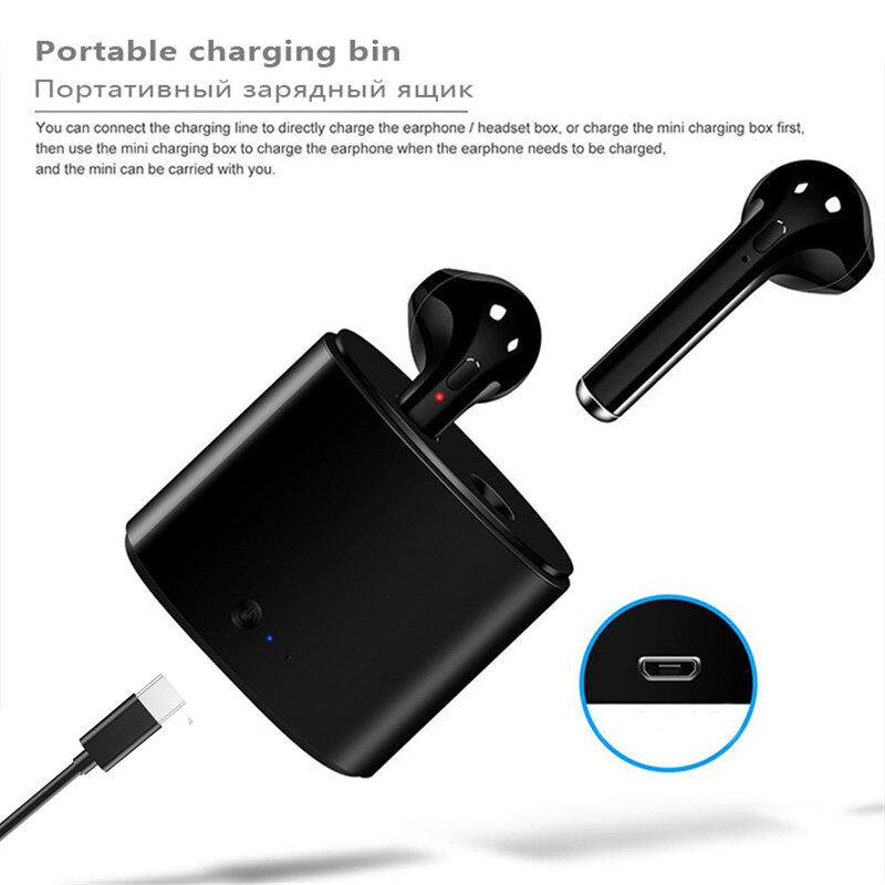 i7s Tws Bluetooth Earphones Mini Wireless Earbuds Sport Handsfree Earphone Cordless Headset with Charging Box for Xiaomi iPhone