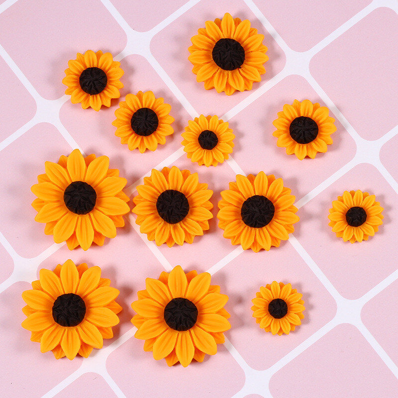 20 teile/los Harz Daisy Chrysantheme Sunflower Cameo Cabochon Anhänger Charms Für Schmuck DIY Haarnadel Brosche Zubehör Keine Loch