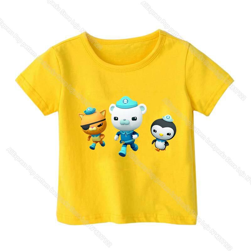 Dzieci Octonauts drukuj t-shirty dla dziewczynek chłopcy nastolatki kreskówki koszulki letnie dzieci koszulka z motywem Anime Tee topy maluch Streetwear