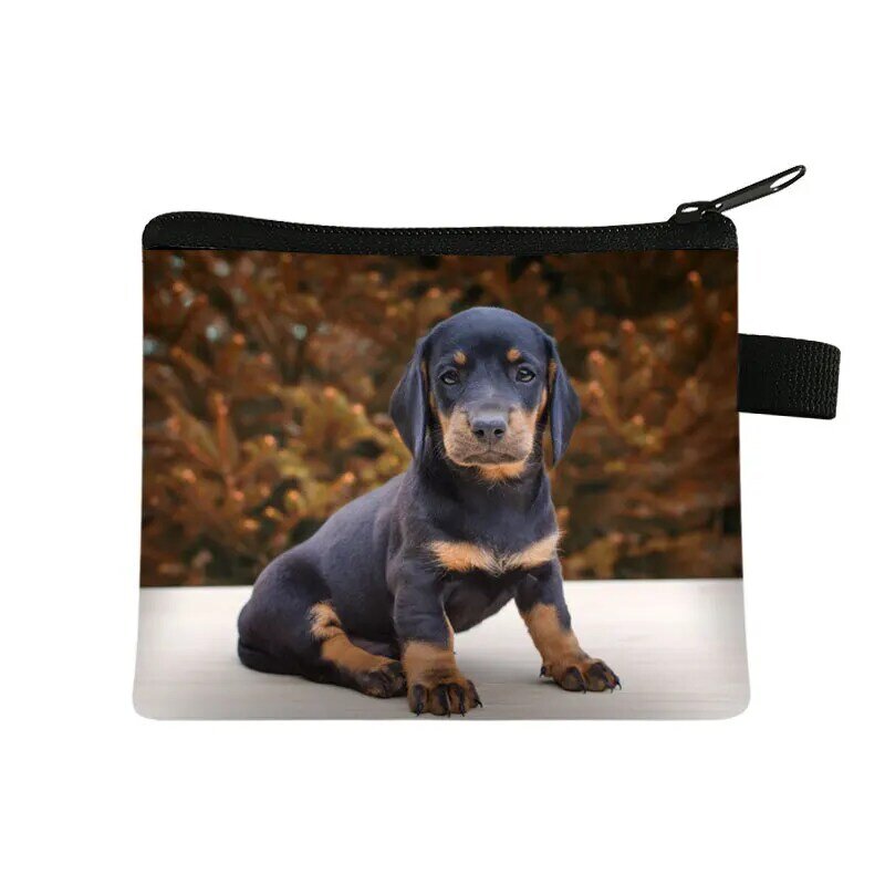 Cartoon Animal Hound Dog Children's Change Bag Polyester Simple Card Bag Coin Storage Bag Can Be Customized Coin Purse Mini Bag